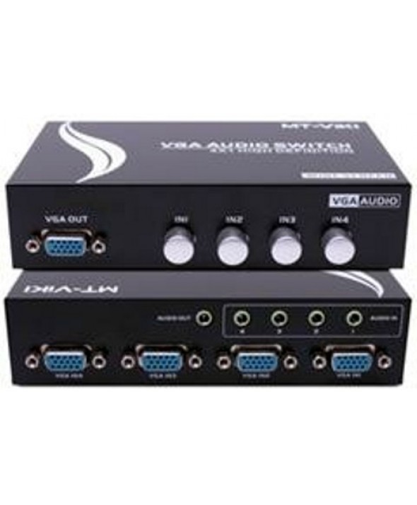 COMUTADOR VGA+AUDIO METAL 4 ENTRADAS 1 SALIDA