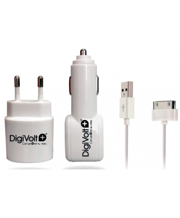 KIT IPHONE4/4S IPAD2/3 CASA+COCHE+CABLE (1A MAX)