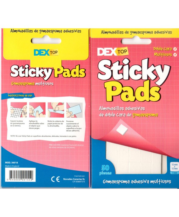 DEXTOP STICKY PADS 50 (12 x 12 mm) ALMOHADILLAS AD