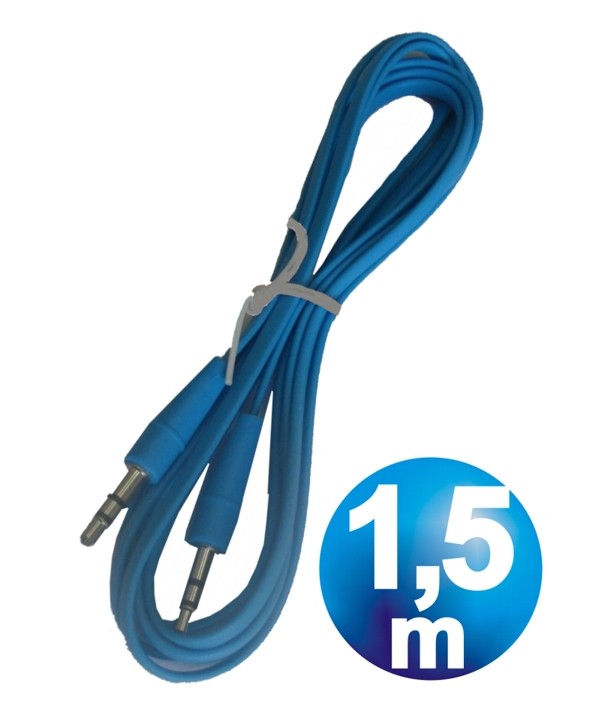 CONEX.AUDIO JACK 3.5mm M/M ST PLANO 1.5m AZUL