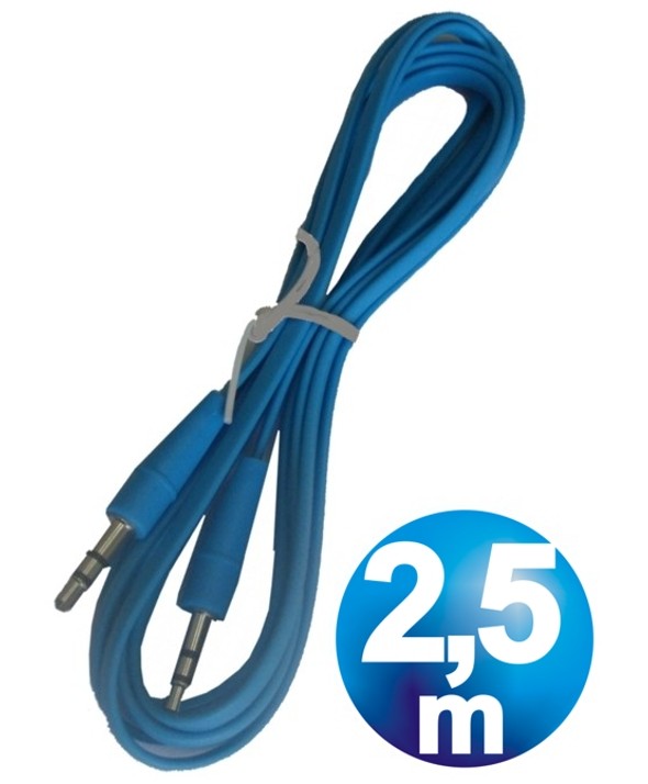 CONEX.AUDIO JACK 3.5mm M/M ST PLANO 2.5m AZUL