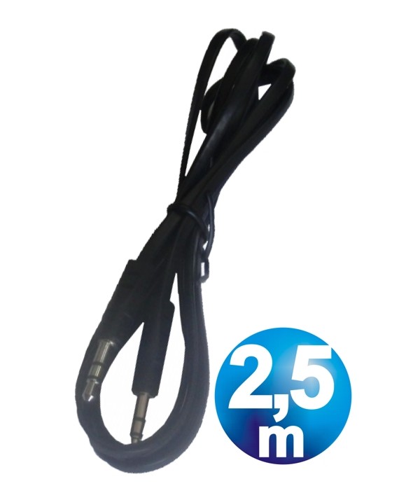 CONEX.AUDIO JACK 3.5mm M/M ST PLANO 2.5m NEGRO