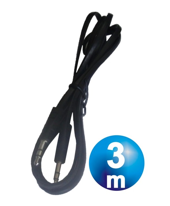 CONEX.AUDIO JACK 3.5mm M/M ST PLANO 3m NEGRO