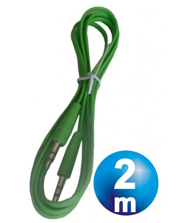 CONEX.AUDIO JACK 3.5mm M/M ST PLANO 2m VERDE