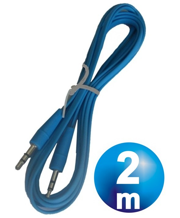 CONEX.AUDIO JACK 3.5mm M/M ST PLANO 2m AZUL