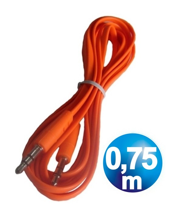 CONEXION JACK 3.5 mm M/M ST PLANO 0.75 m NARANJA