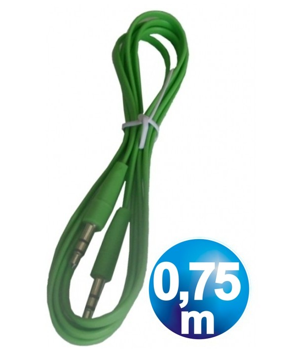 CONEXION JACK 3.5 mm M/M ST PLANO 0.75 m VERDE