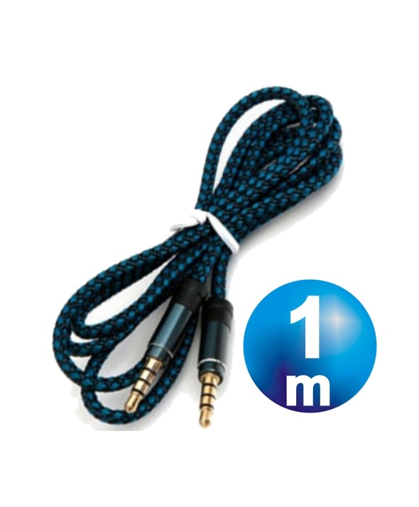 CONEXION JACK 4 CORTES 3.5 M / M CABLE 1 m AZUL NYLON