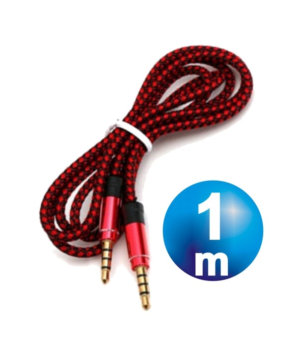 CONEXION JACK 4 CORTES 3.5 M / M CABLE 1 m ROJO NYLON