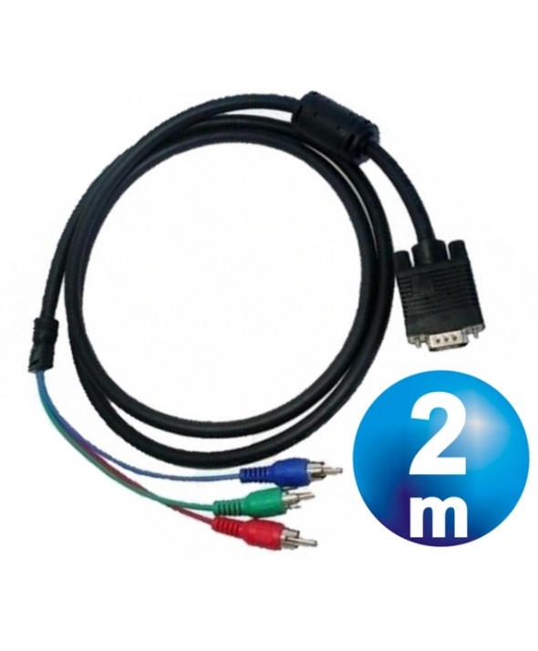 CONEXION VGA MACHO A 3 RCA COMPONENTES CABLE 2 m