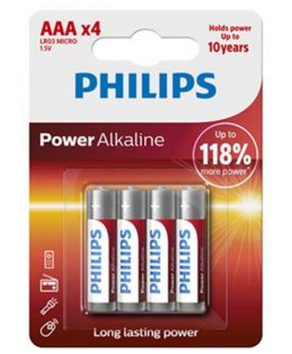 PILA ALCALINA LR03 (AAA) PHILIPS POWER ALKALINE