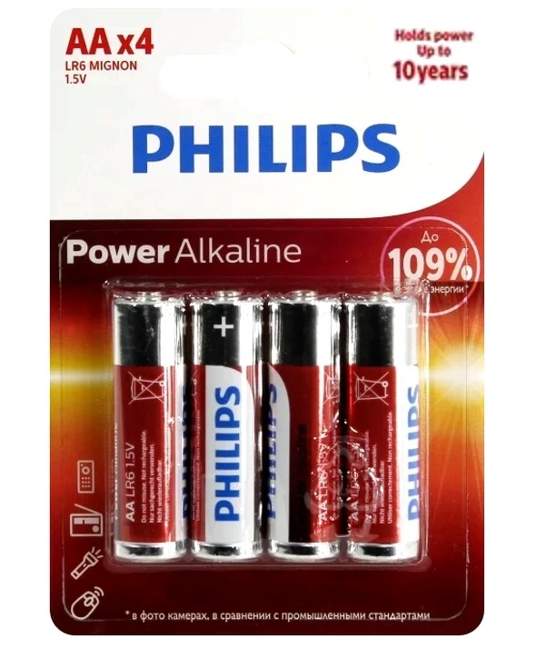 PILA ALCALINA LR-6 (AA) PHILIPS POWER ALKALINE BLISTER 4 UNIDADES