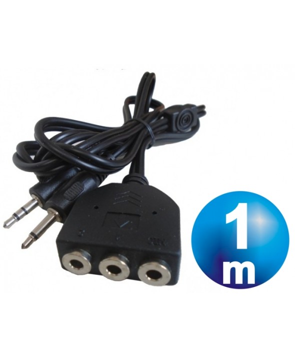 CONEXION 2xJACK 3.5 MACHO A 3xJACK 3.5mm HEMBRA MICROFONO+AUDIO 1m