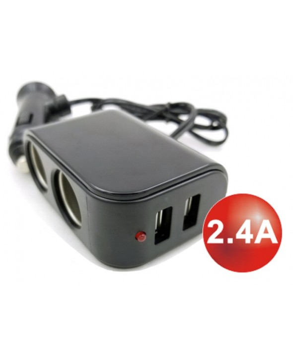MULTIPLICADOR 2 MECHEROS + 2 Usb 2.4A OMEGA