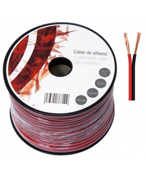 CABLE AUDIO 2 HILOS ROJO/NEGRO 2X0,75MM (ROLLO 100M)