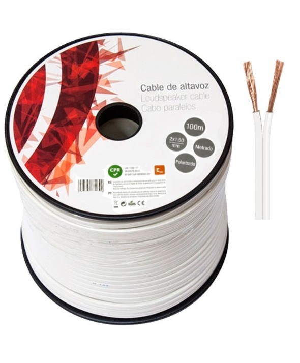 ROLLO 100M CABLE BLANCO POLARIZADO 2 x 1.5mm