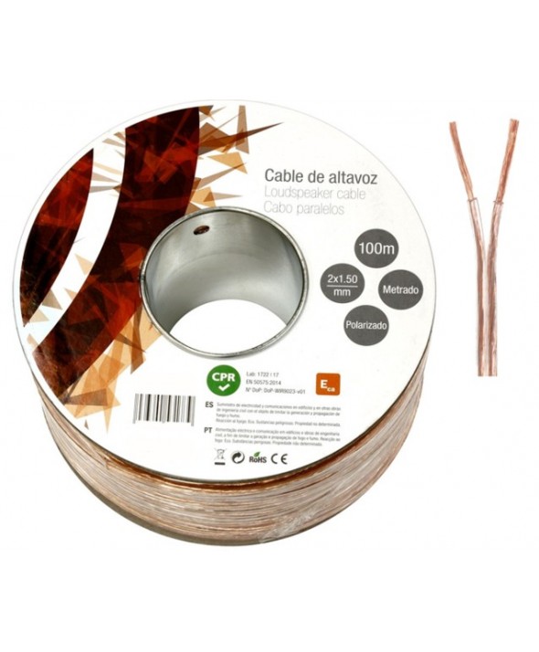 ROLLO 100 m CABLE PARALELO 2x1 mm TRANSPARENTE