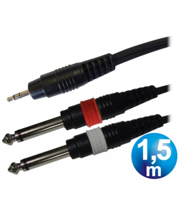 CONEXION JACK 3.5 M ESTEREO A 2xJACK 6.3 MONO 1.5 m