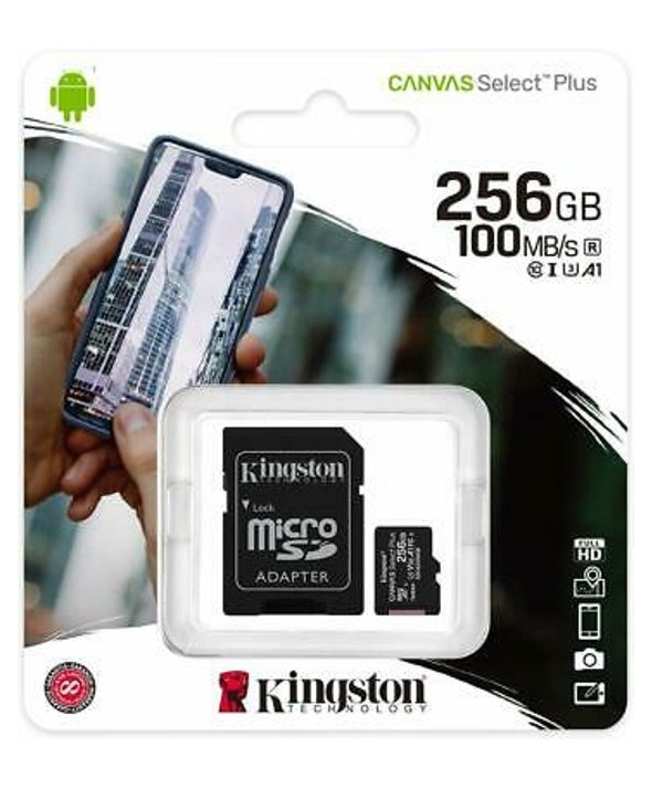 MEMORIA MICROSD 256Gb CLASS10 100MBs + ADAPTADOR SD KINGSTON