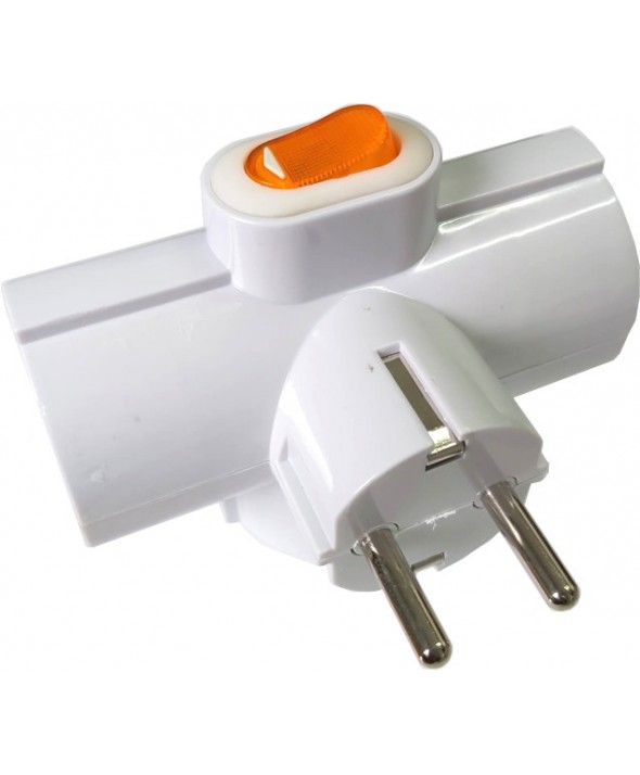 CLAVIJA TRIPLE CON TOMA DE TIERRA 10/16A 3680W INTERRUPTOR