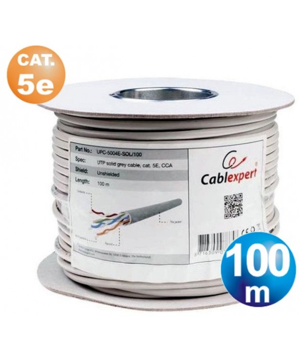 ROLLO 100 m CABLE TELEFONICO CAT.5e UTP CCA RIGIDO METREADO