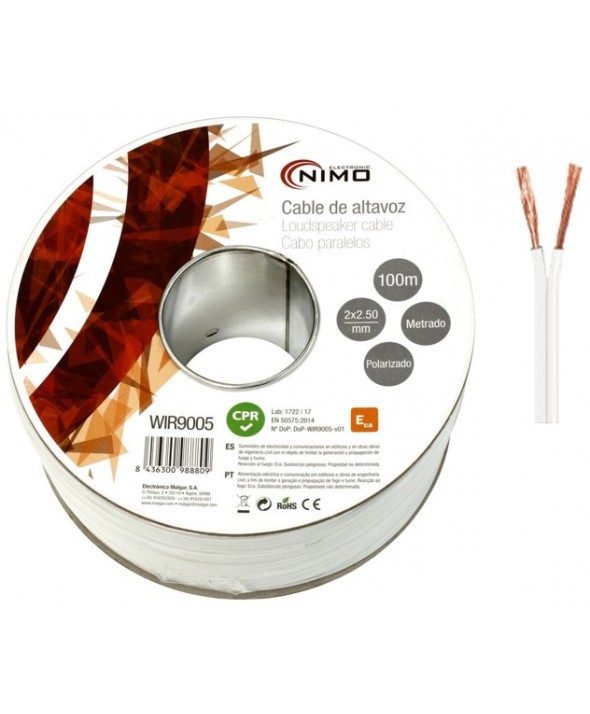 ROLLO 100M CABLE PARALELO POLARIZADO 2 x 2.5mm BLANCO