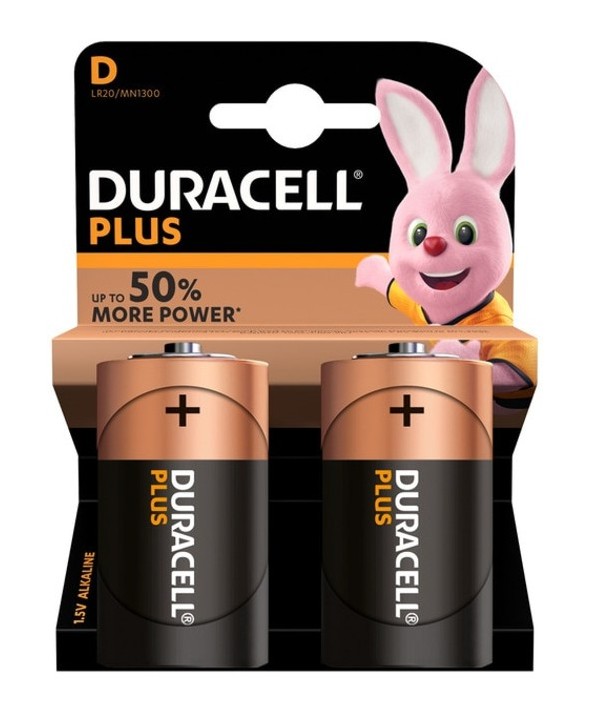 PILA ALCALINA LR20 DURACELL PLUS POWER BLISTER 2 UNIDADES