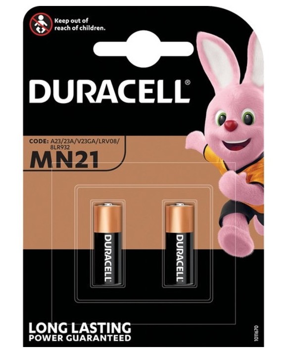 PILA ALCALINA MN21 23A 12V DURACELL BLISTER DE 2 UNIDADES