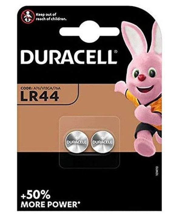 PILA ALCALINA LR44 (A76) DURACELL BLISTER DE 2 UNIDADES