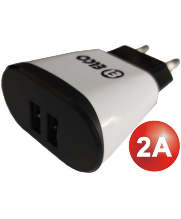 ALIMENTADOR 220V A 2xUSB 5V 2A ELCO PD-15CR