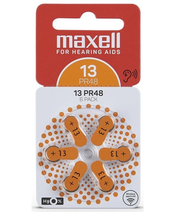 PILA ZINC AIRE 1.4V ZA13 PR48 BLISTER 6 UDS.MAXELL