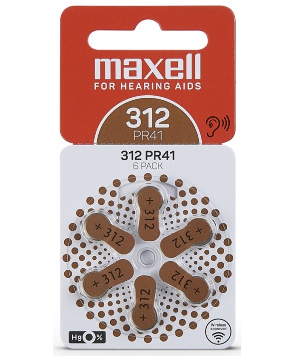 PILA ZINC AIRE 1.4V ZA312 PR41 BLISTER 6 UDS.MAXELL