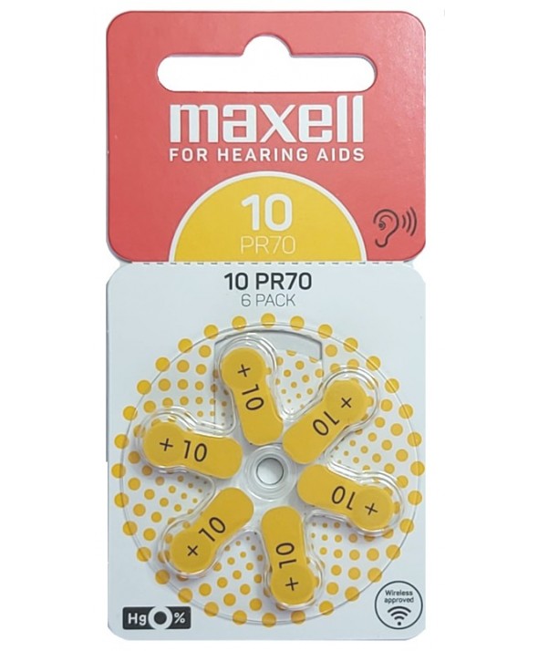 PILA ZINC AIRE 1.4V ZA10 PR70 BLISTER 6 UDS.MAXELL