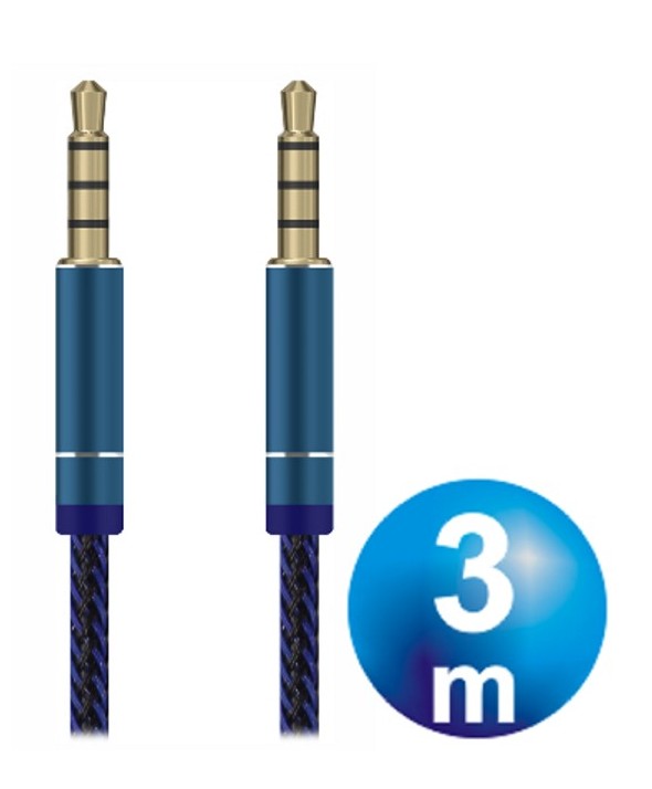 CONEXION JACK 4 CORTES 3.5 M / M CABLE 3 m AZUL NYLON