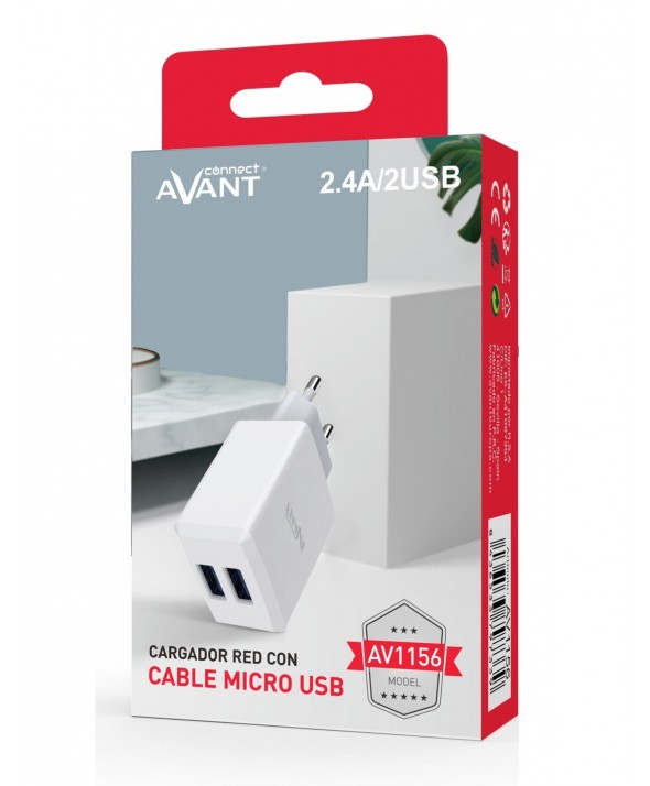 KIT CARG.RED Usb (2.4A MAX)+CONEX. MICROUsb AV1156