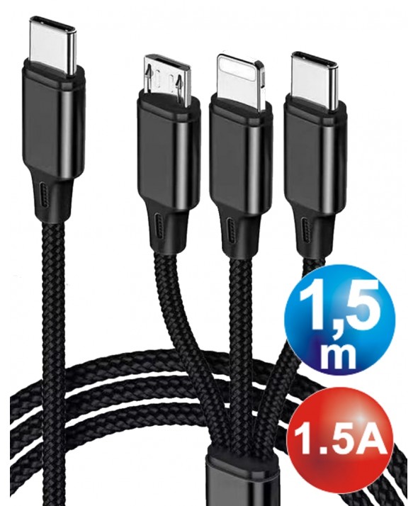 CONEXION Usb-C 3EN1 A LIGT.MICRO USB Y C 1M