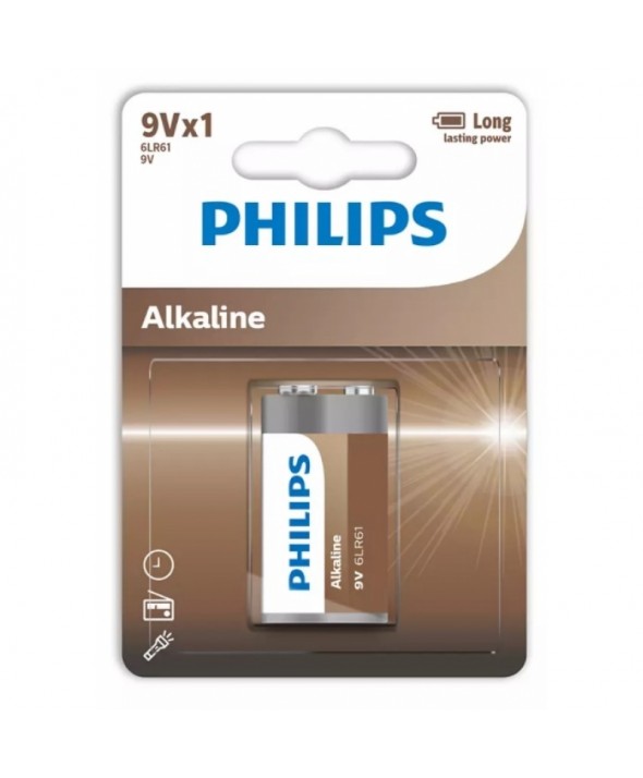 PILA ALCALINA 9V (6LR61) PHILIPS ALKALINE BRONCE